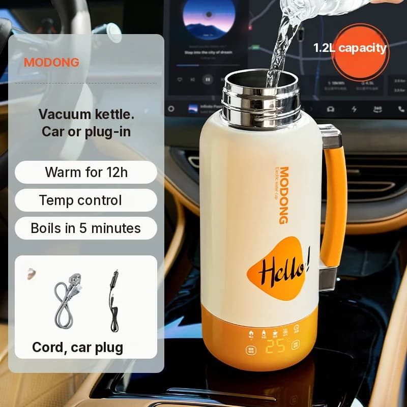 Kaasaskantav elektriline keedukruus auto ja pistikuga 1L 316 roostevaba teras