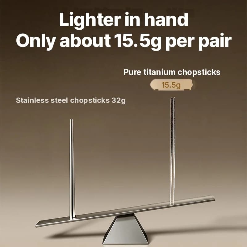 Puhas titaanist söögipulgakomplekt, 5 paari, 23cm, peeglilihvitud