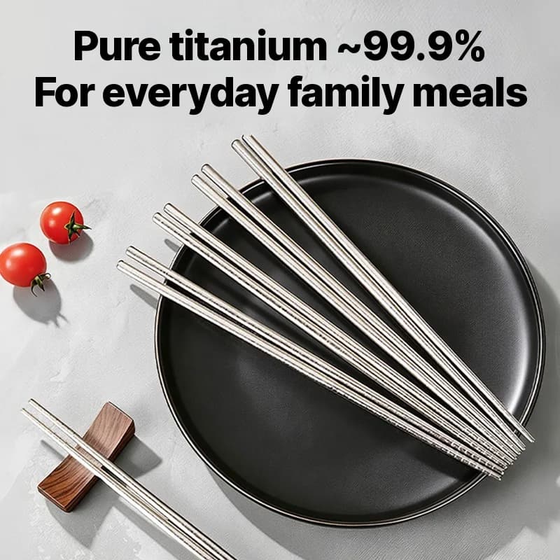 Puhas titaanist söögipulgakomplekt, 5 paari, 23cm, peeglilihvitud