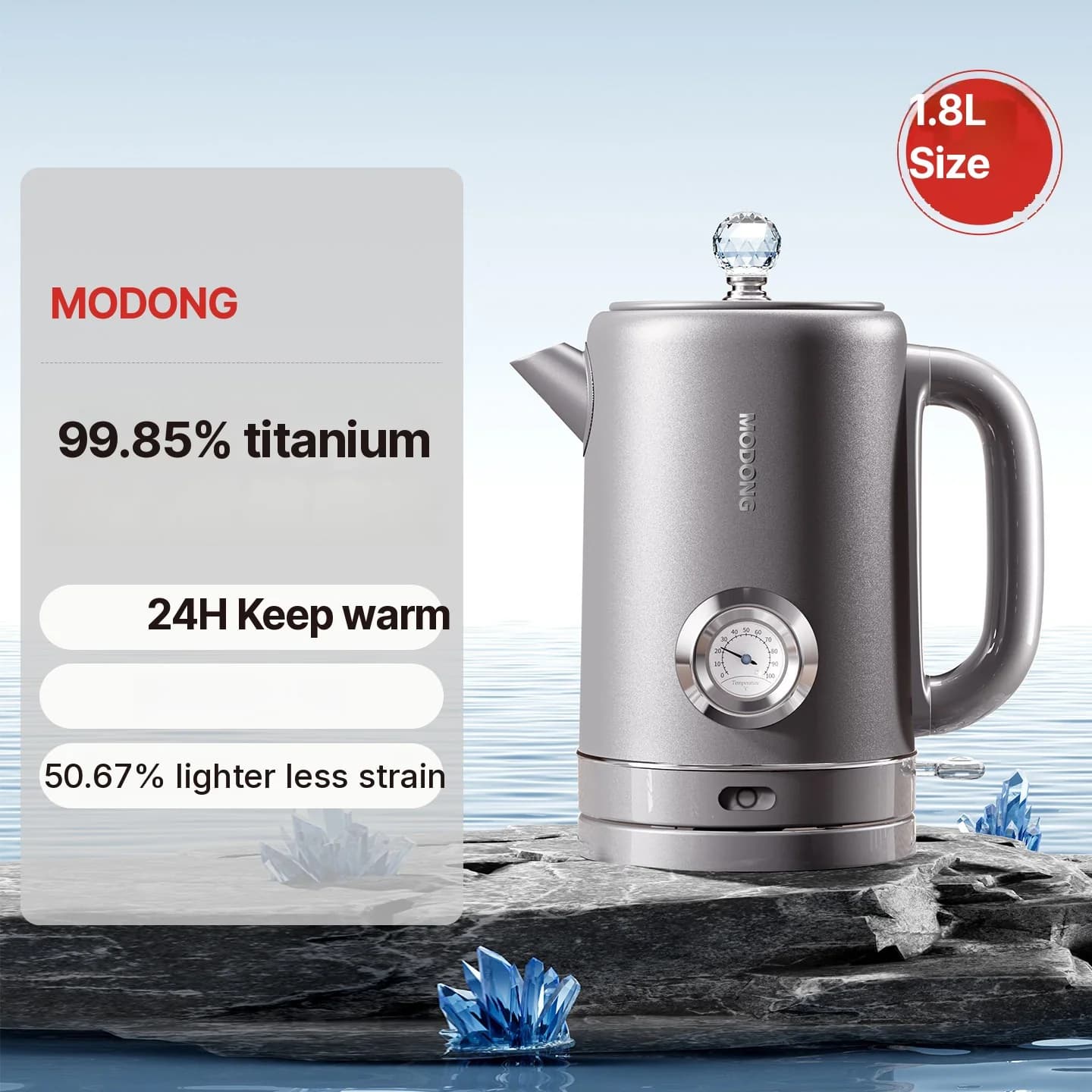 304 roostevabast terasest elektriline veekeetja 1.8L, soojashoidmine 1500W