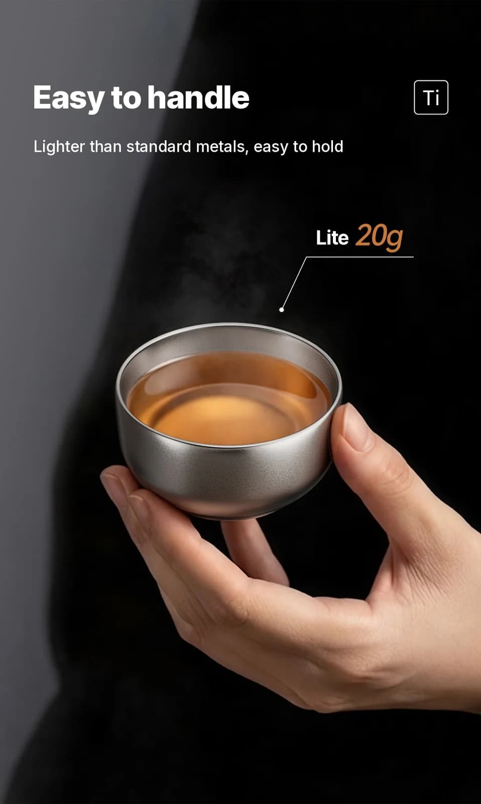 Puhtast titaanist Gongfu tee tasside komplekt 55ml käsitsi valmistatud lihvitud viimistlusega