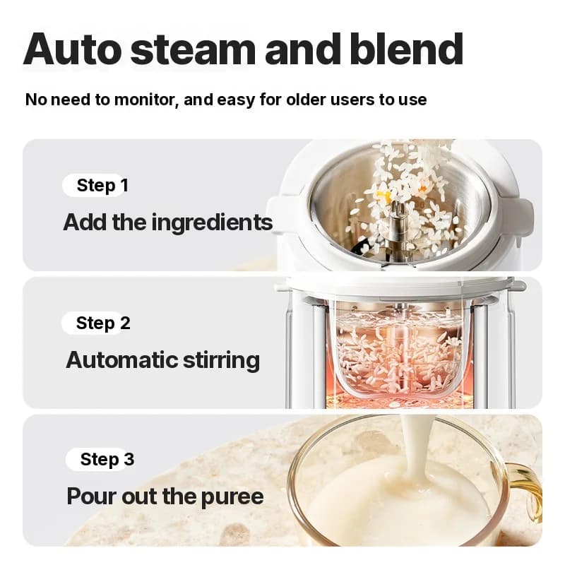 Imikutoidu valmistaja, kuumutav blender aurutamise ja jahvatamisega