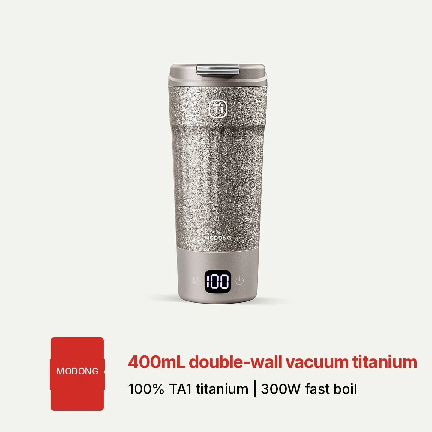 Kaasaskantav titaanist elektriline soojenduskruus 400ml temperatuurinäidikuga