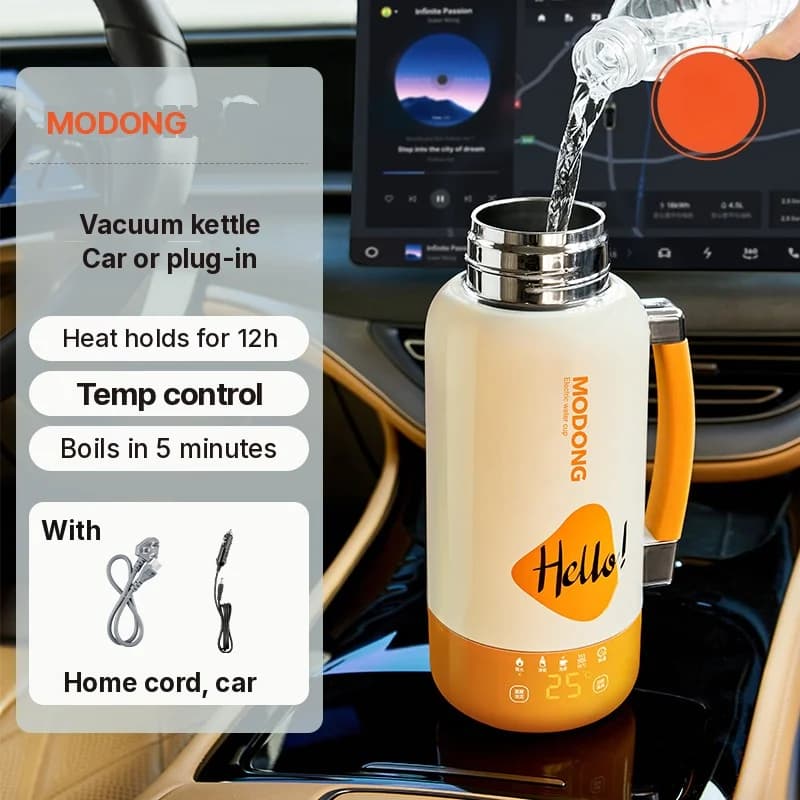 Kaasaskantav elektriline kuumutustass autosse ja pistikuga, 1L, 316 roostevaba teras