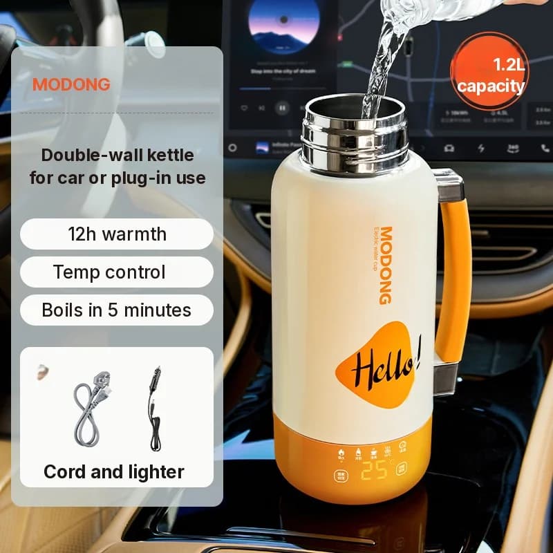 Kaasaskantav elektriline kuumutustass autosse ja pistikuga, 1L, 316 roostevaba teras