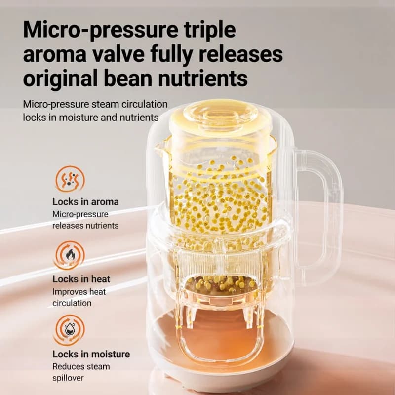 1,2L kuumutav blender puutejuhtimisega, klaaskorpusega