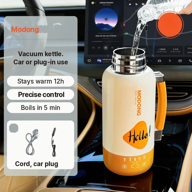 Kaasaskantav elektriline keedukruus auto ja pistikuga 1L 316 roostevaba teras