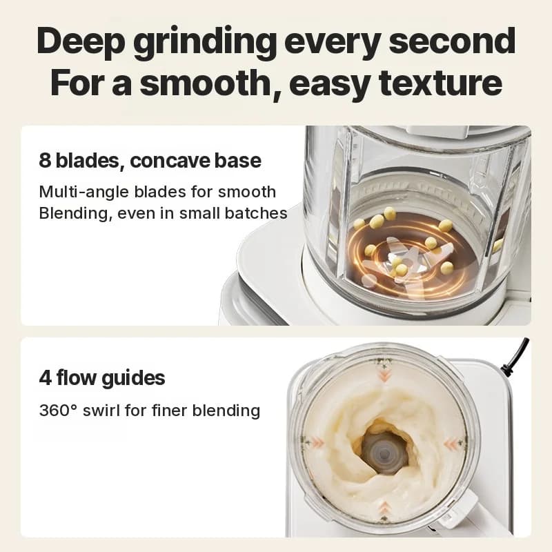 Kuumutusega blender supi, mahla, beebitoidu ja sojaubade piima jaoks
