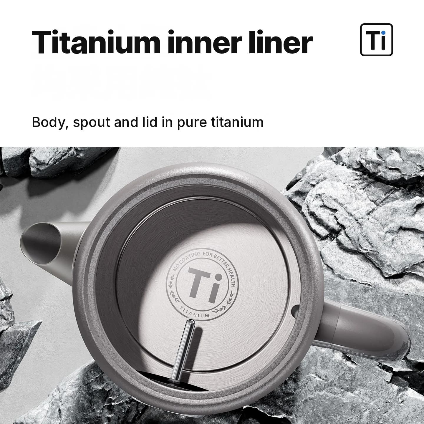 Puhta titaani elektriline veekeetja 1,8 L, temperatuuriekraaniga